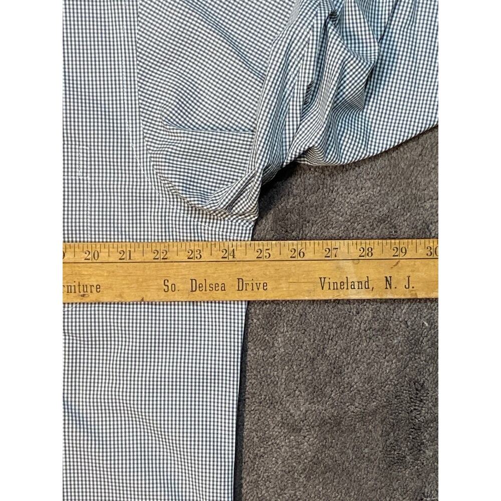 Lands‎ End Men's Large Wrinkle Free LS Shirt Black Gingham Check  w/ Orange Trim - Picture 8 of 12